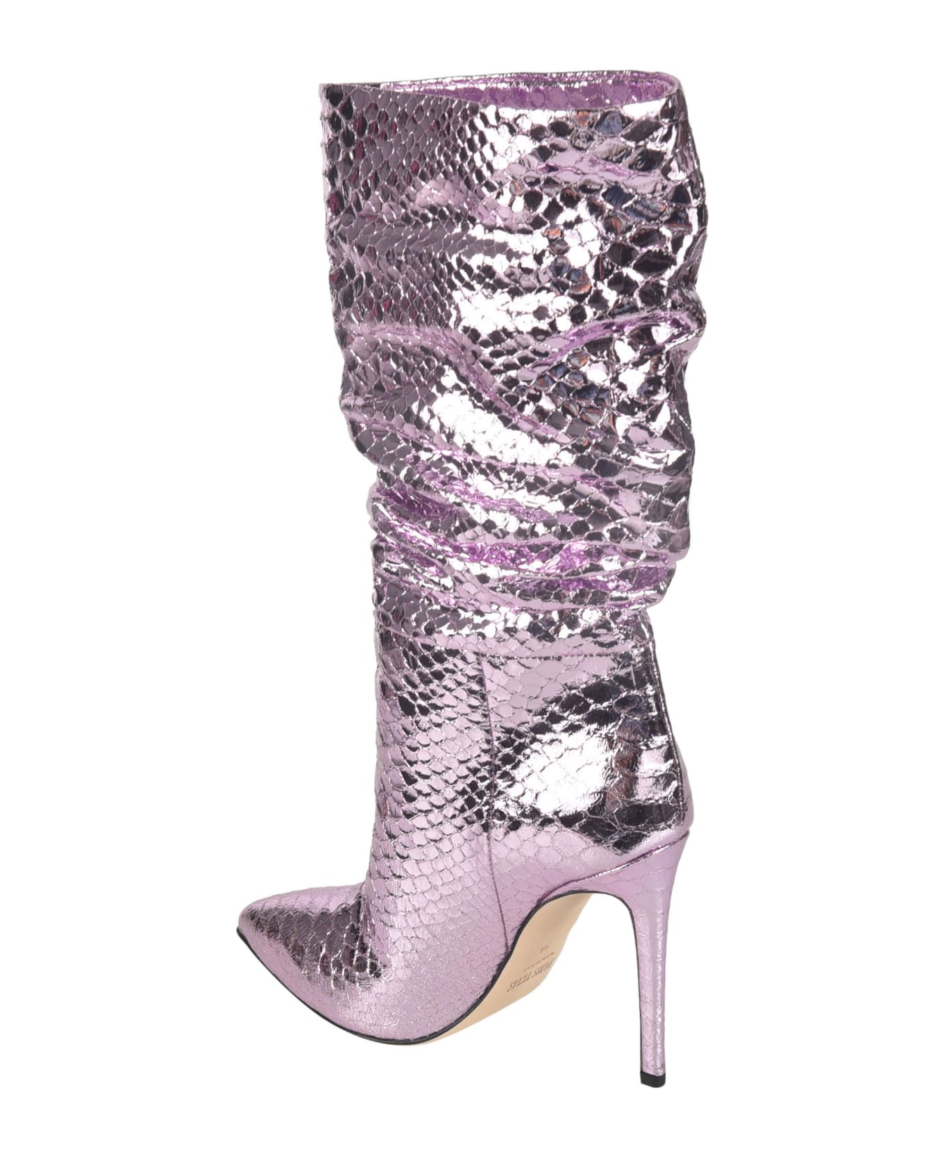 Paris Texas Metallic Printed Python Boots - Pink