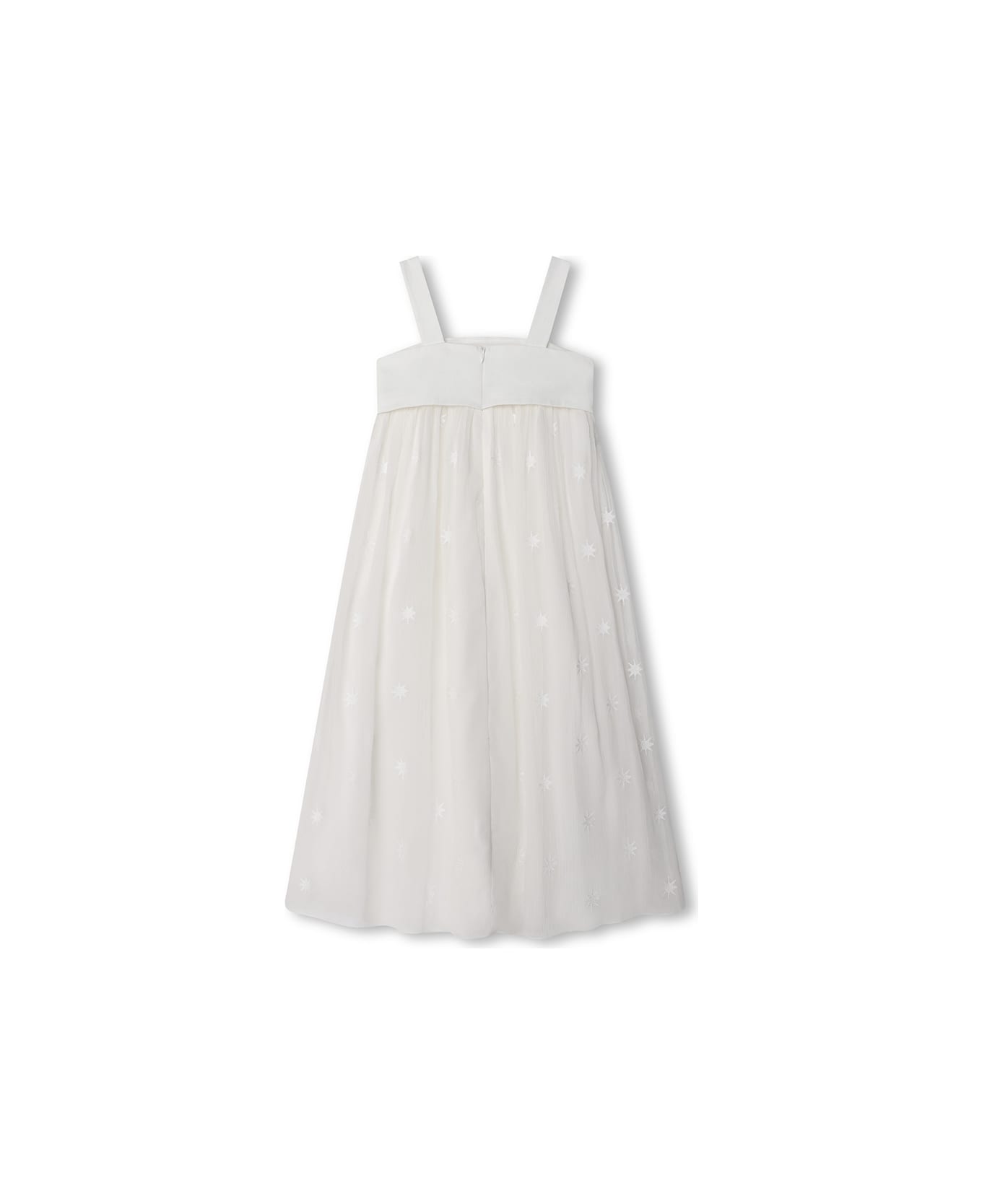 Chloé White Silk Dress With Stars Embroidery - White