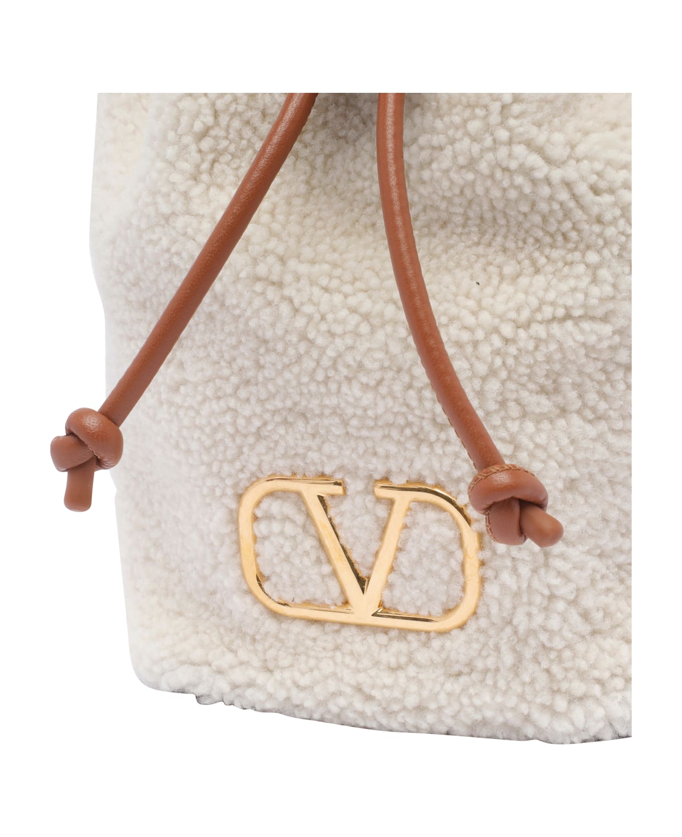 Valentino Garavani Mini Vlogo Signature Bucket Bag - White