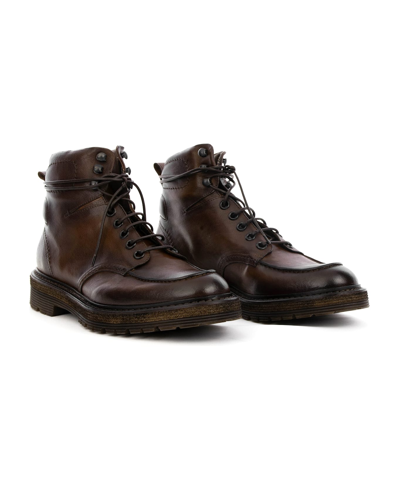 Corvari Mahogany Leather Lace-up Ankle Boot - MOGANO