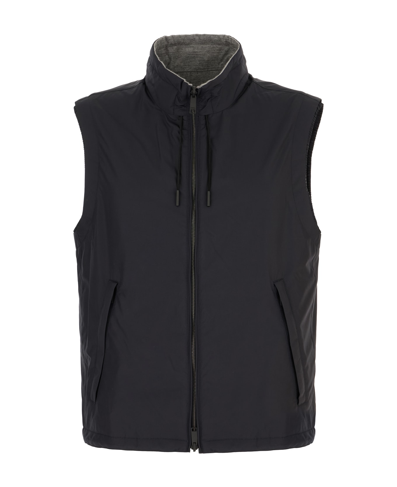 Zegna Midnight Blue Polyester Reversible Sleeveless Jacket - BREZZA NAVY