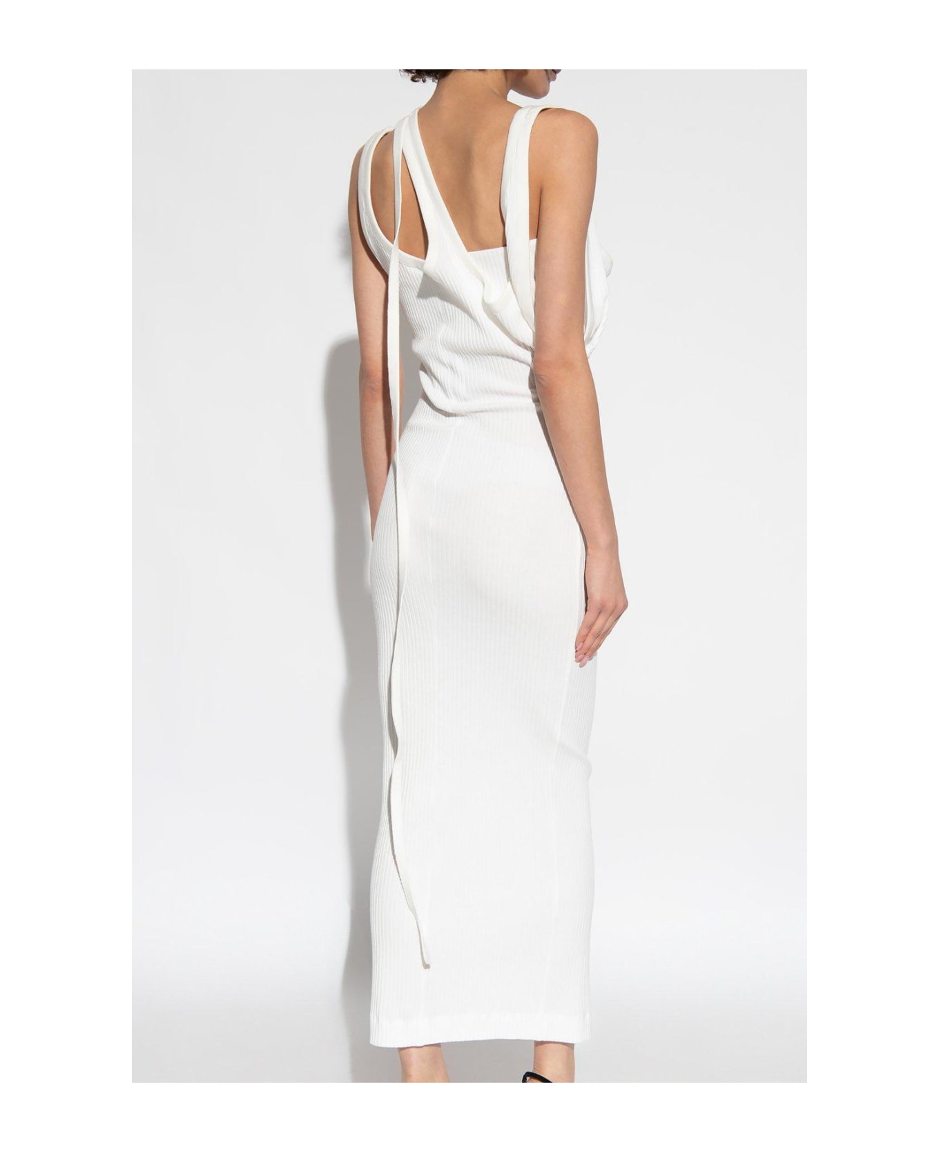 The Attico Ribbed Asymmetric Midi Dress - WHITE ワンピース＆ドレス