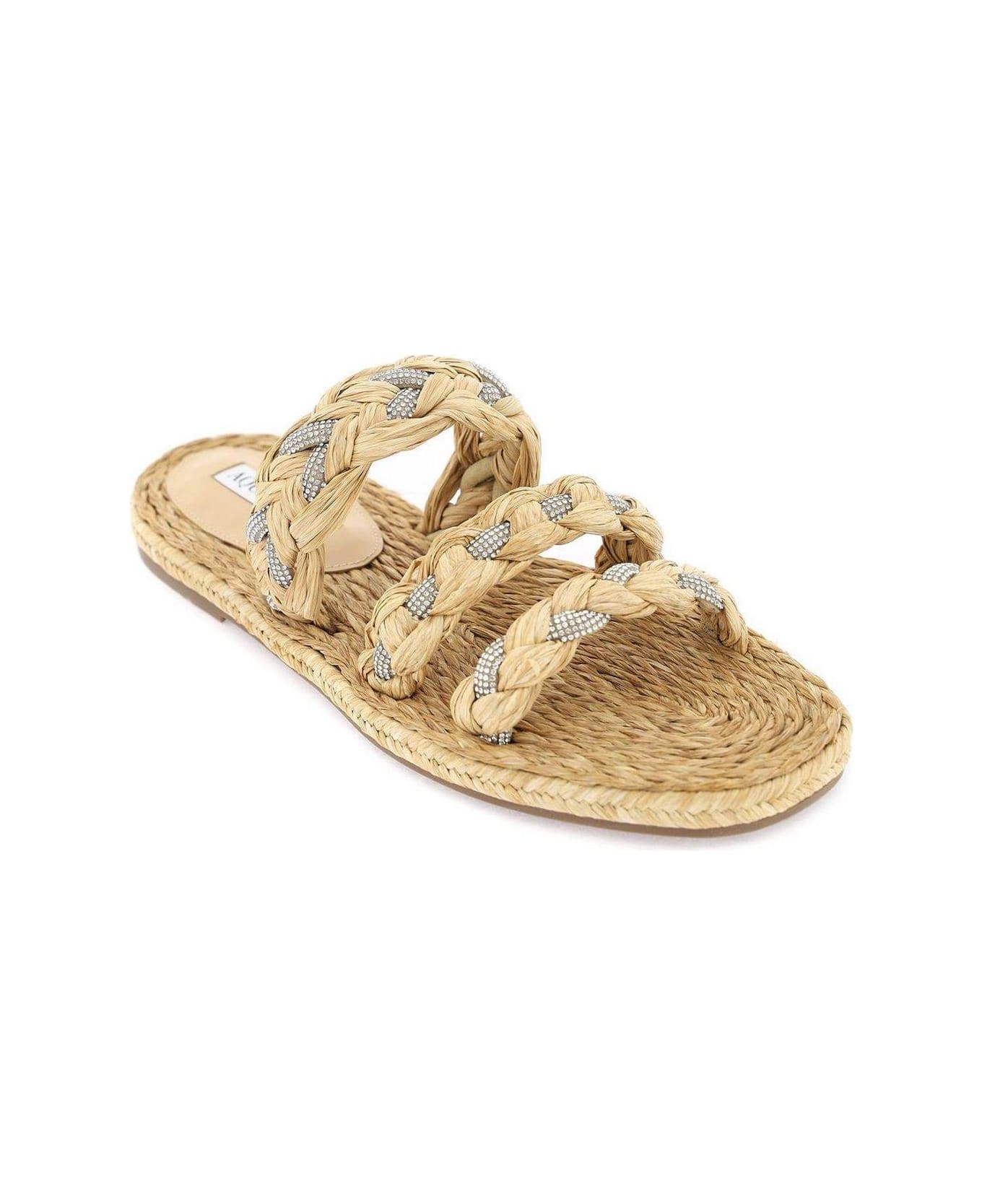 Aquazzura Embellished Slip-on Sandals - NATURALE