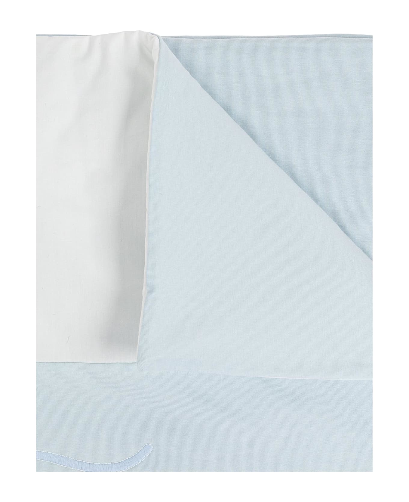 Fendi Kids Cotton Blanket With Logo - LIGHT BLUE