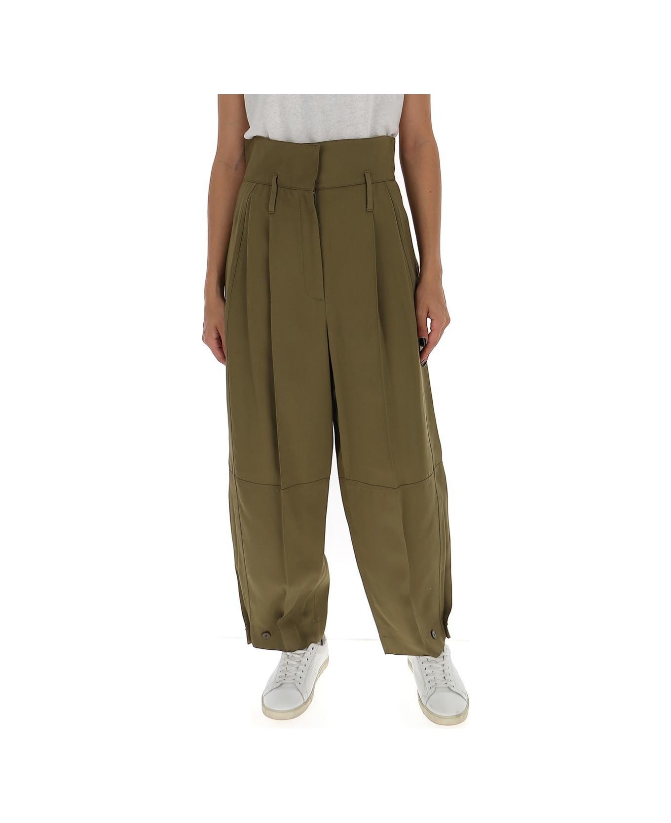 Givenchy High Waisted Military Trousers - BROWN