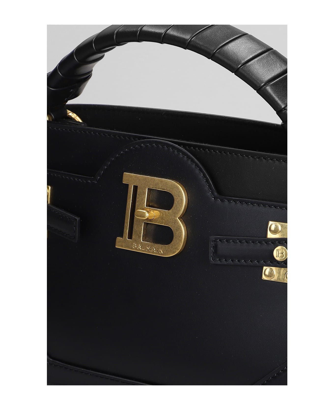 Balmain B Buzz 22 Hand Bag In Black Leather - black