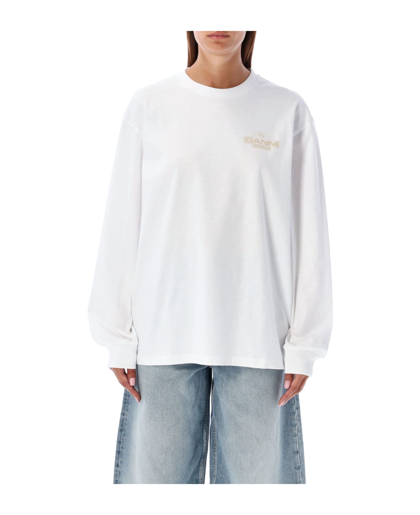 Ganni Future Heavy Jersey Palm T-shirt - BRIGHT WHITE