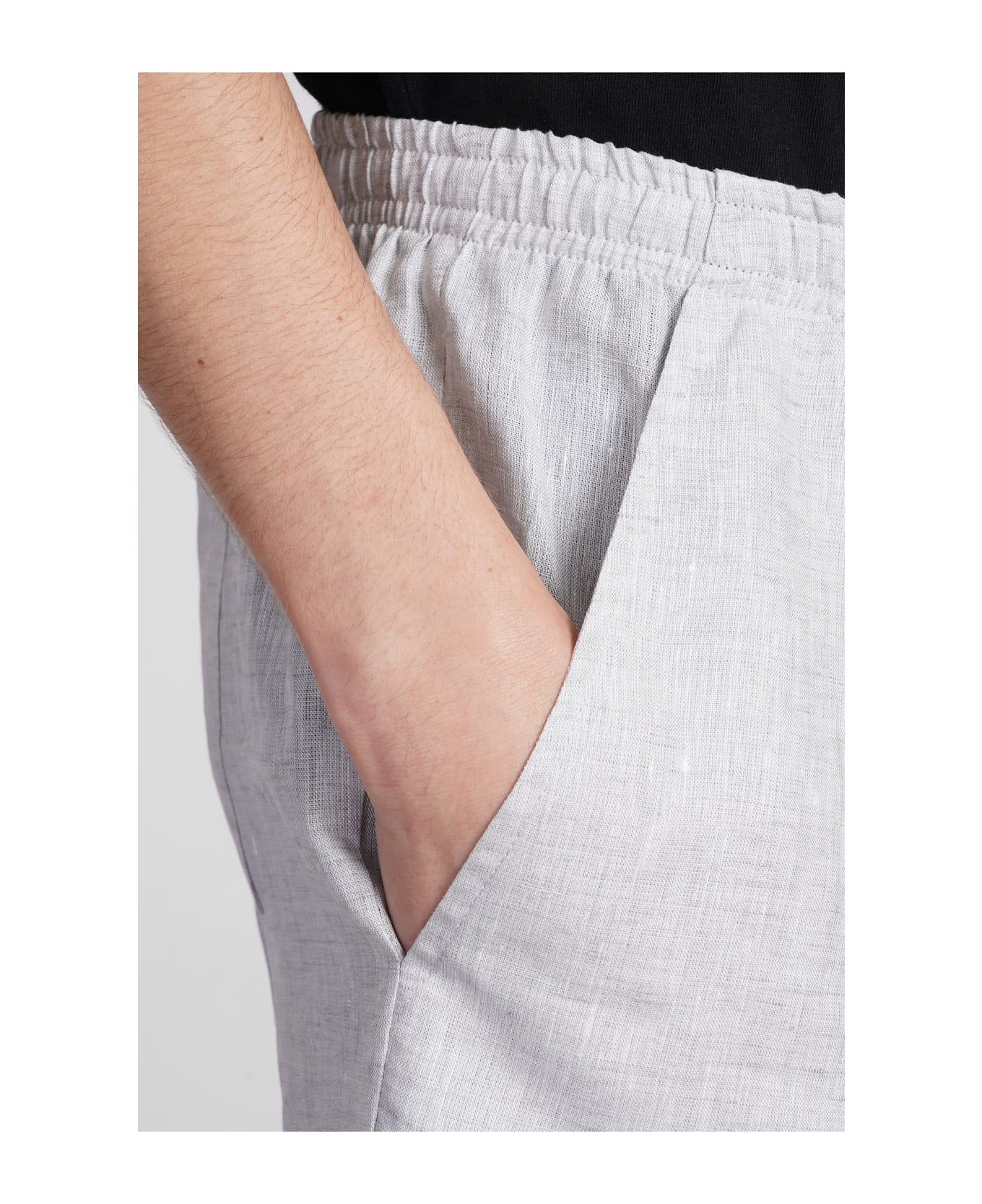 Holy Caftan Bill Sd Shorts In Grey Linen - grey