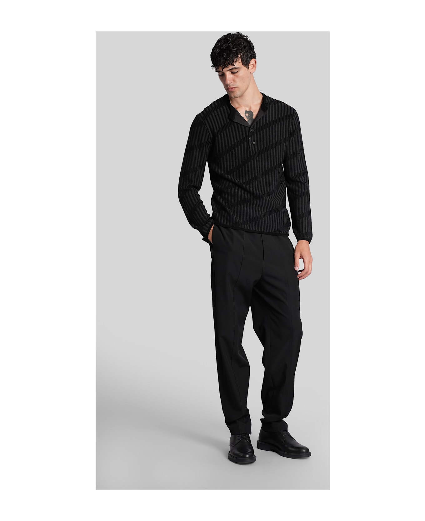 Emporio Armani Knitwear In Black Wool - black