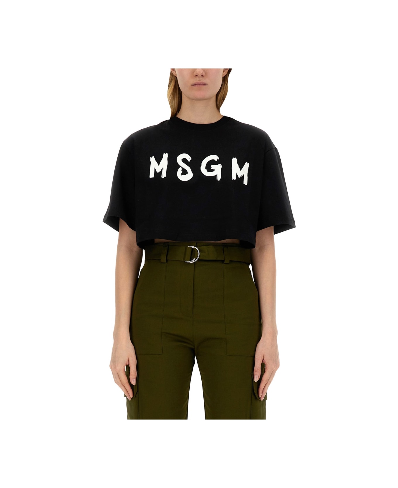 MSGM T-shirt With Logo - Black Tシャツ