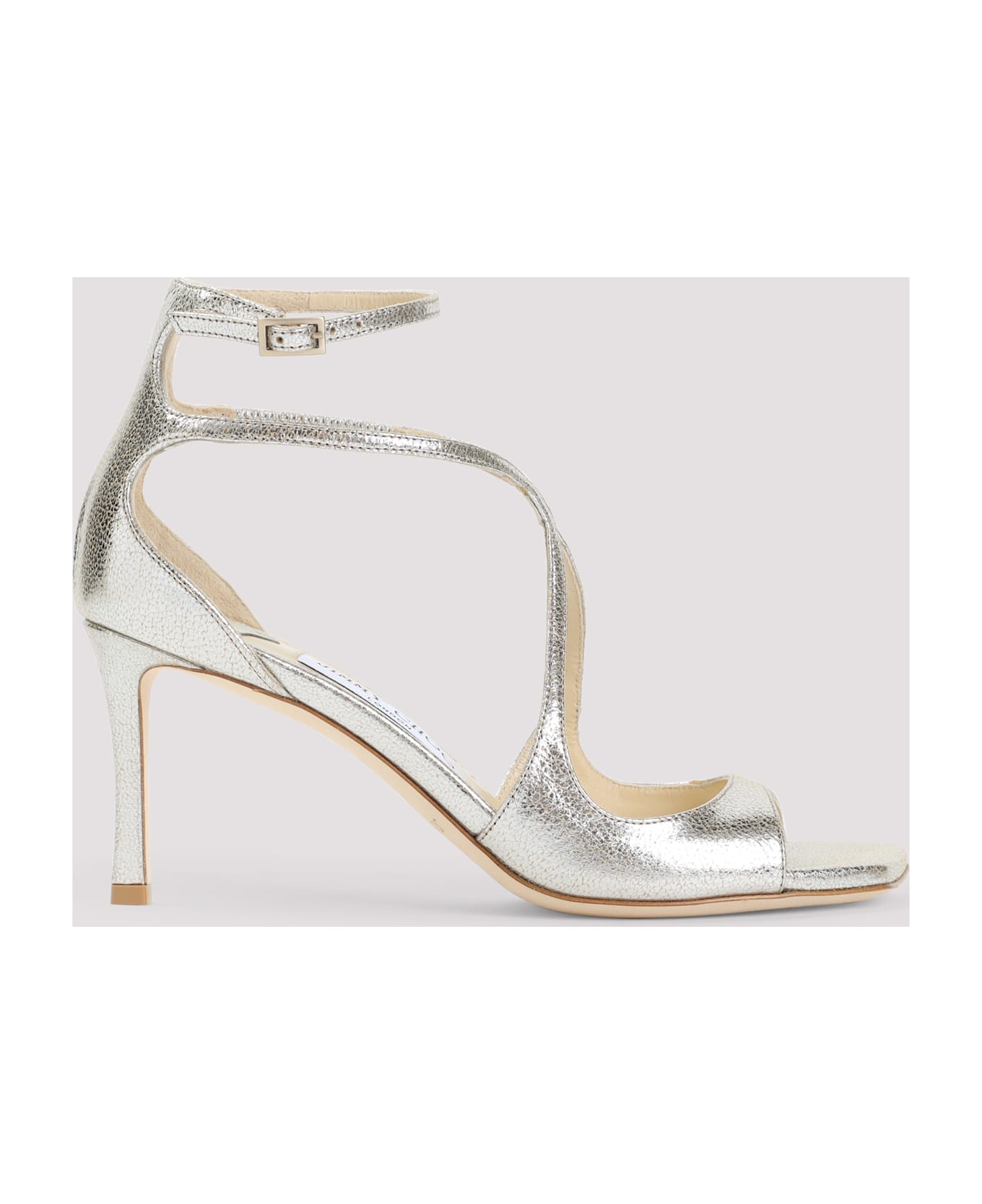 Jimmy Choo Glitter Azia 75 Leather Sandals - Champagne