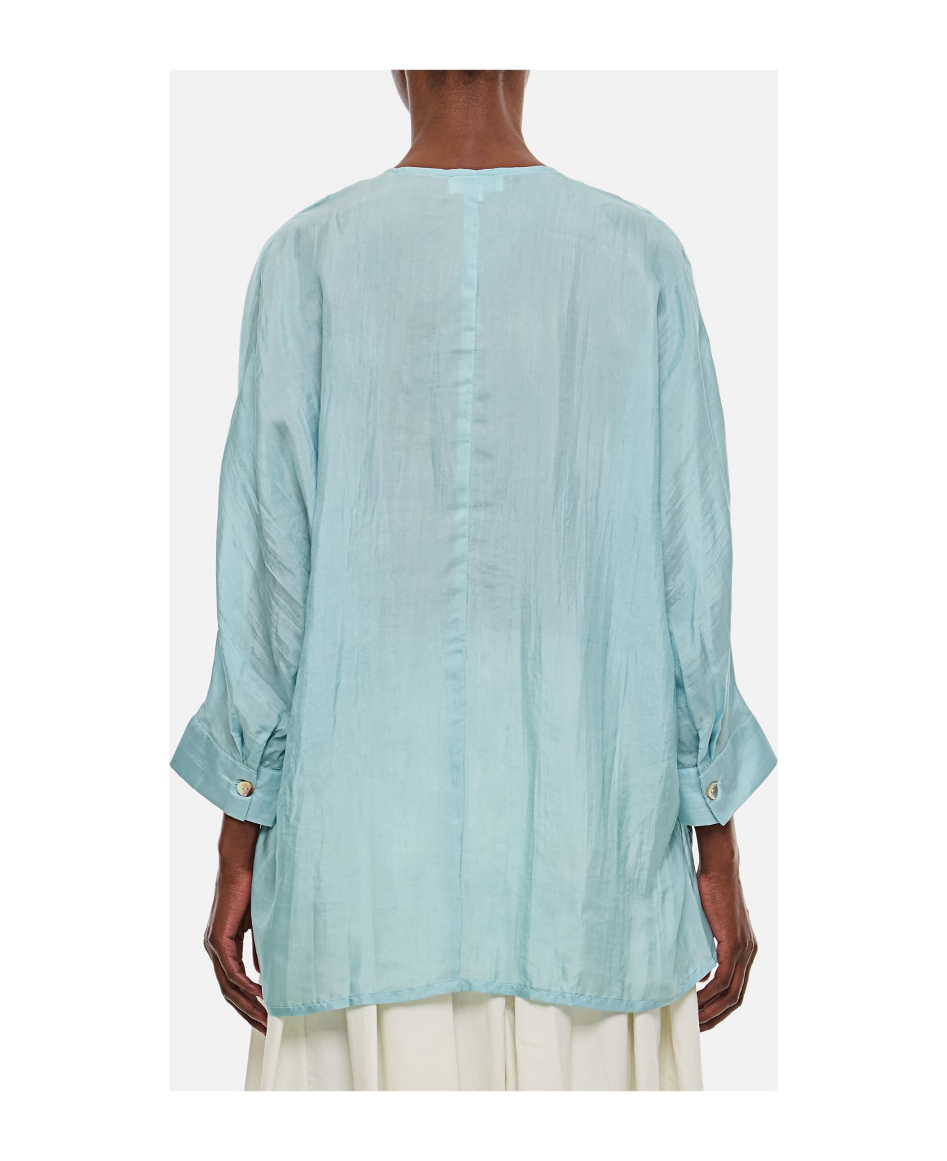 The Rose Ibiza Silk Indochine Blouse - Clear Blue