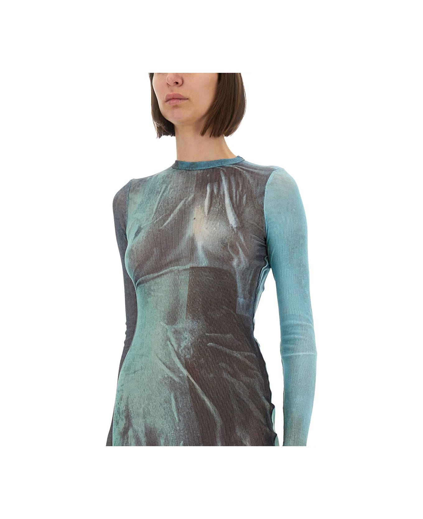 Jean Paul Gaultier "water" Mesh Long Dress - AZURE