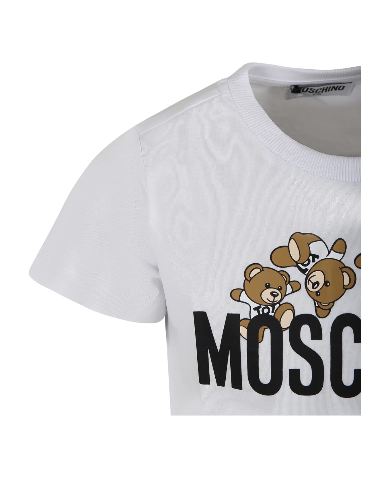 Moschino White T-shirt For Kids With Logo And Teddy Bear - White Tシャツ＆ポロシャツ