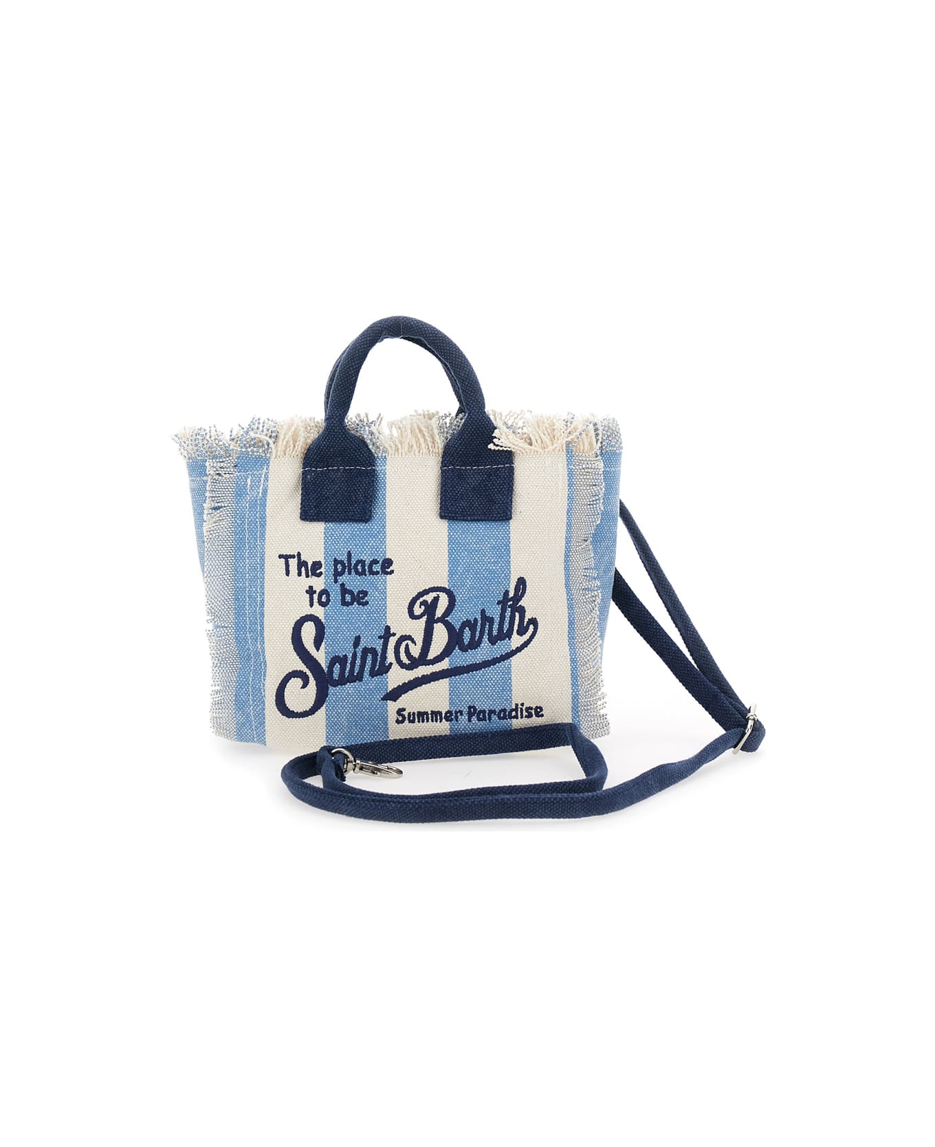 MC2 Saint Barth 
vanity Mini
 Multicolor Handbag With Adjustable And Removable Shoulder Strap And All-over Striped Motif In Cotton Girl - Multicolor