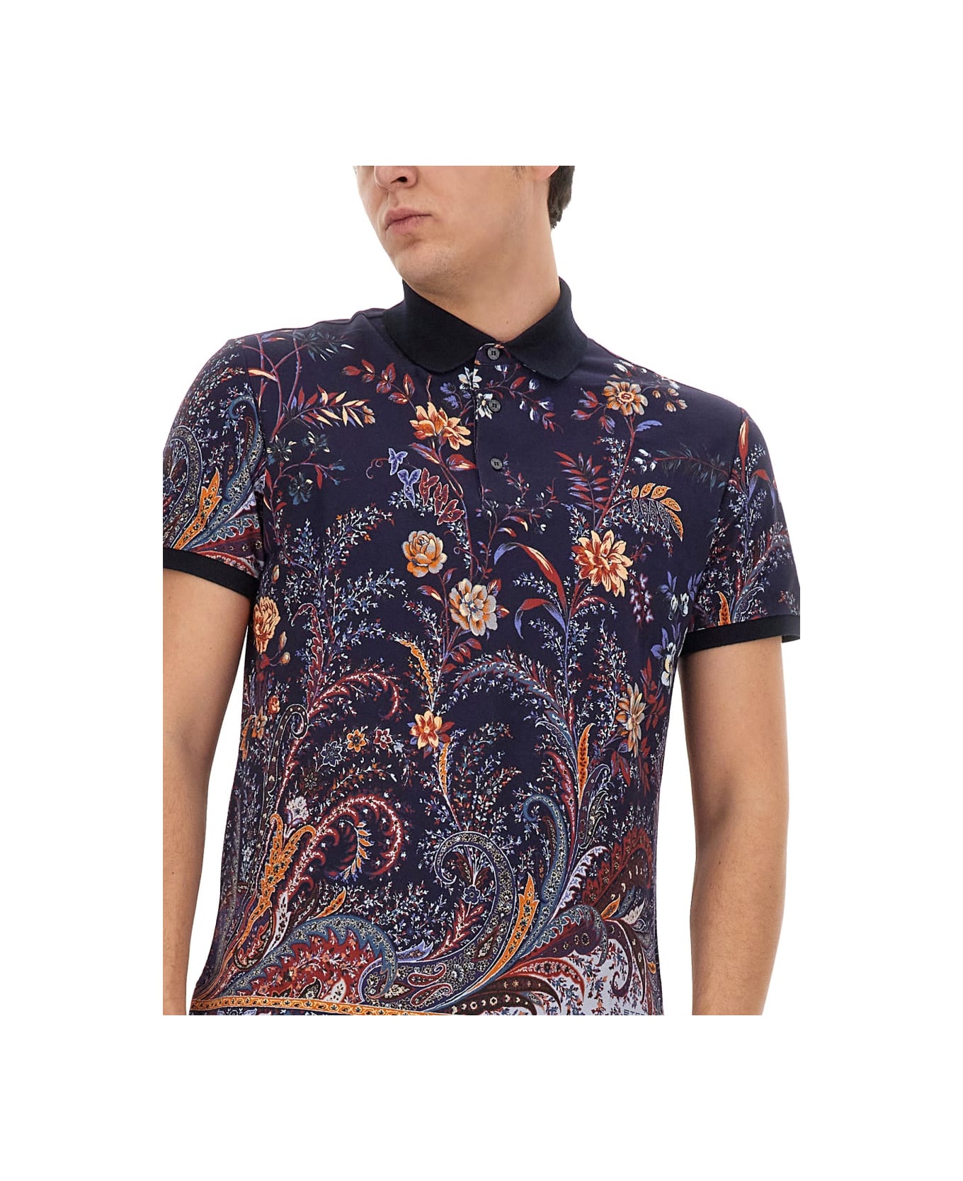 Etro Polo Shirt With Floral Paisley Print - MULTICOLOUR