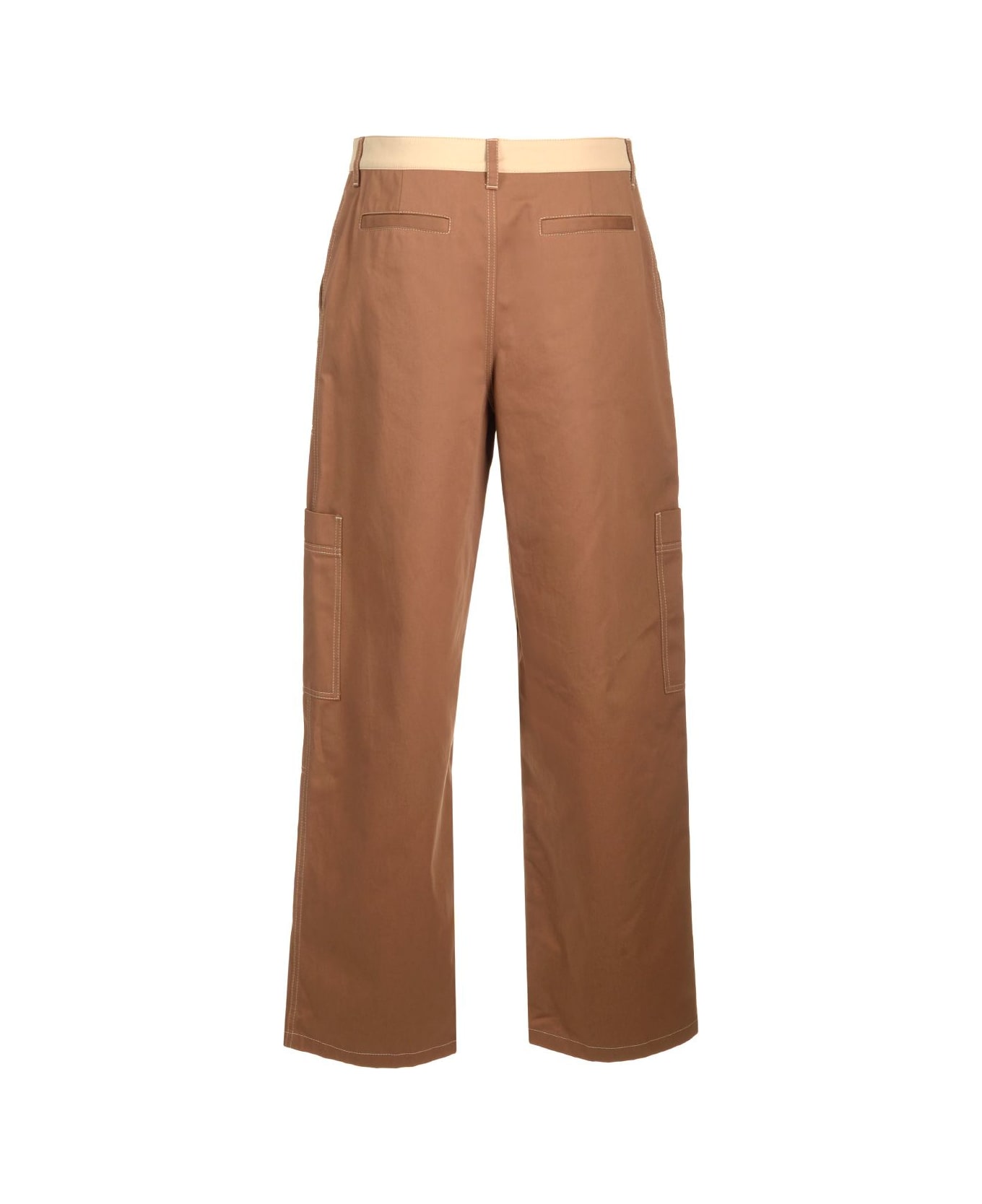 Off-White Cotton Cargo Pants - Brown