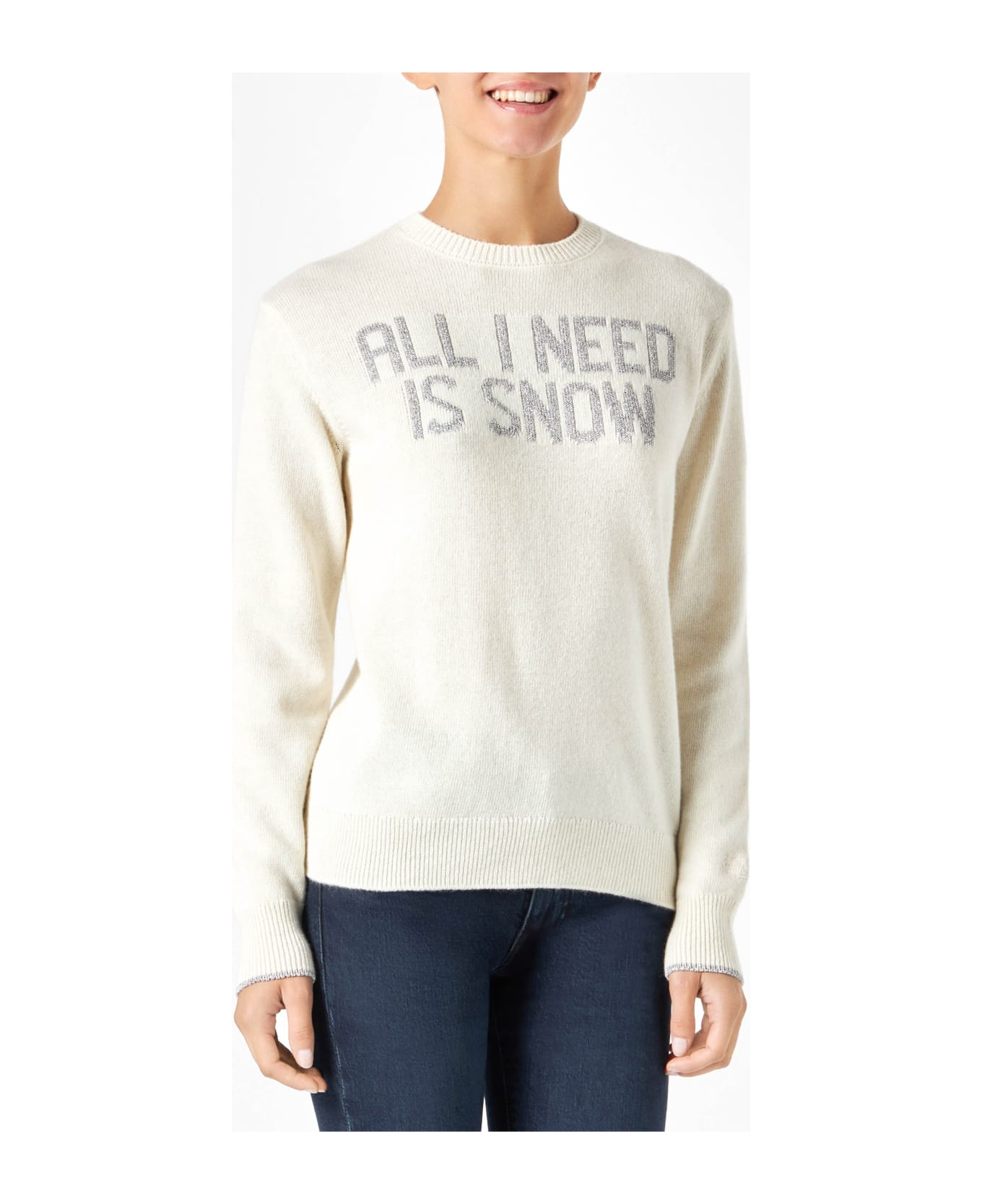 MC2 Saint Barth Woman Sweater With All I Need Is Snow Lettering