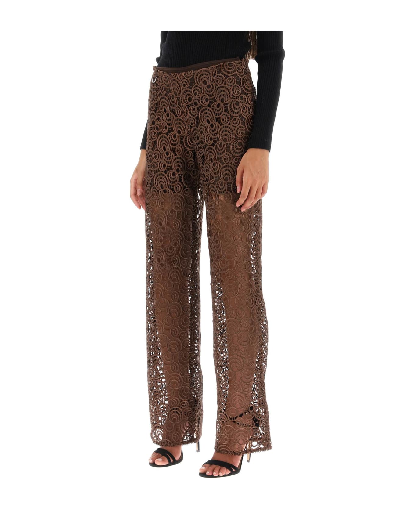 Saks Potts 'trinity' Pants In Guipure Lace - PINECONE (Brown)