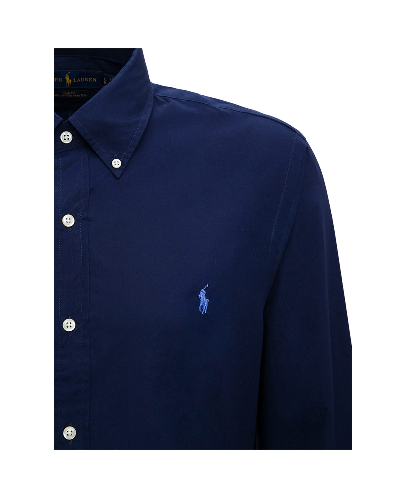 Ralph Lauren Blue Cotton Shirt With Logo - Newport Navy
