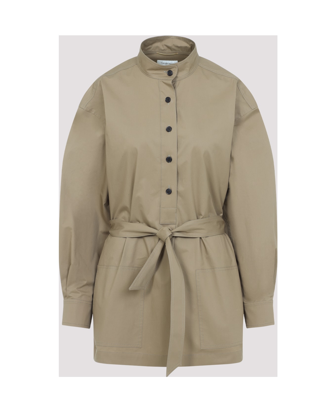 Saint Laurent Camel Poplin Blouse - SABLE MOUILLE
