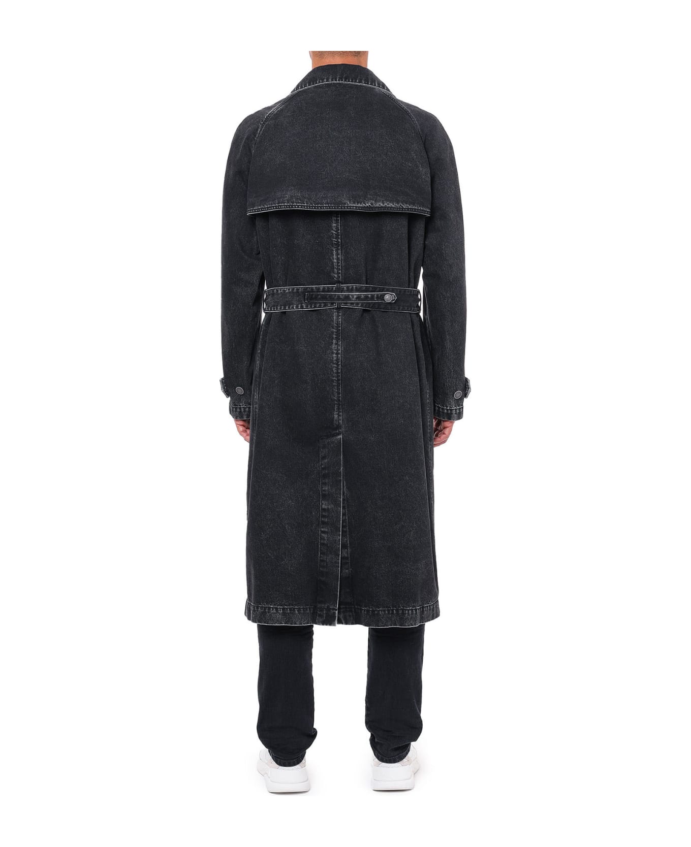 Diesel Fashion Show Denim Trench Coat - 008 BLACK DENIM (Black)