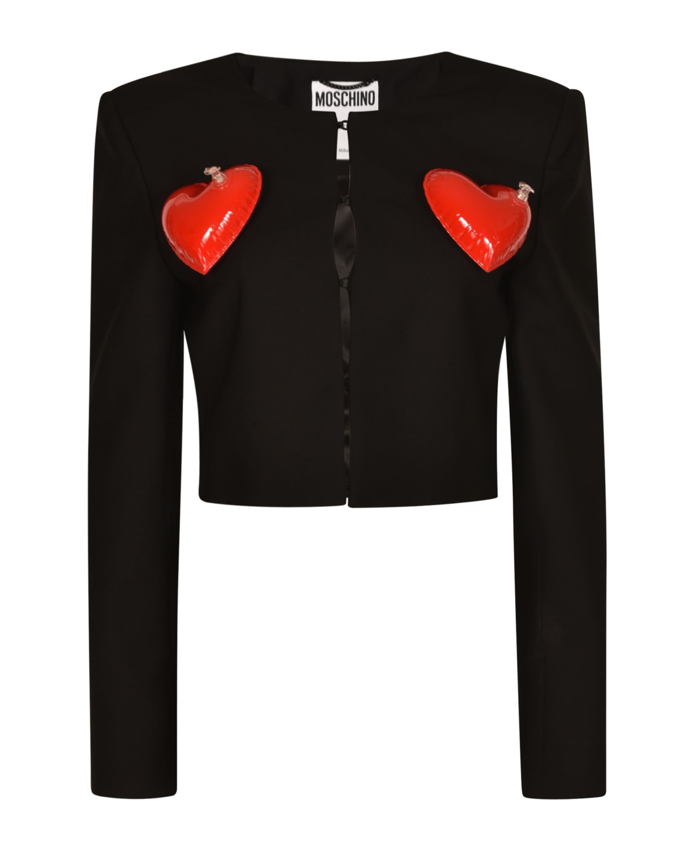 Moschino Inflatable Heart Applique Cropped Jacket - Black