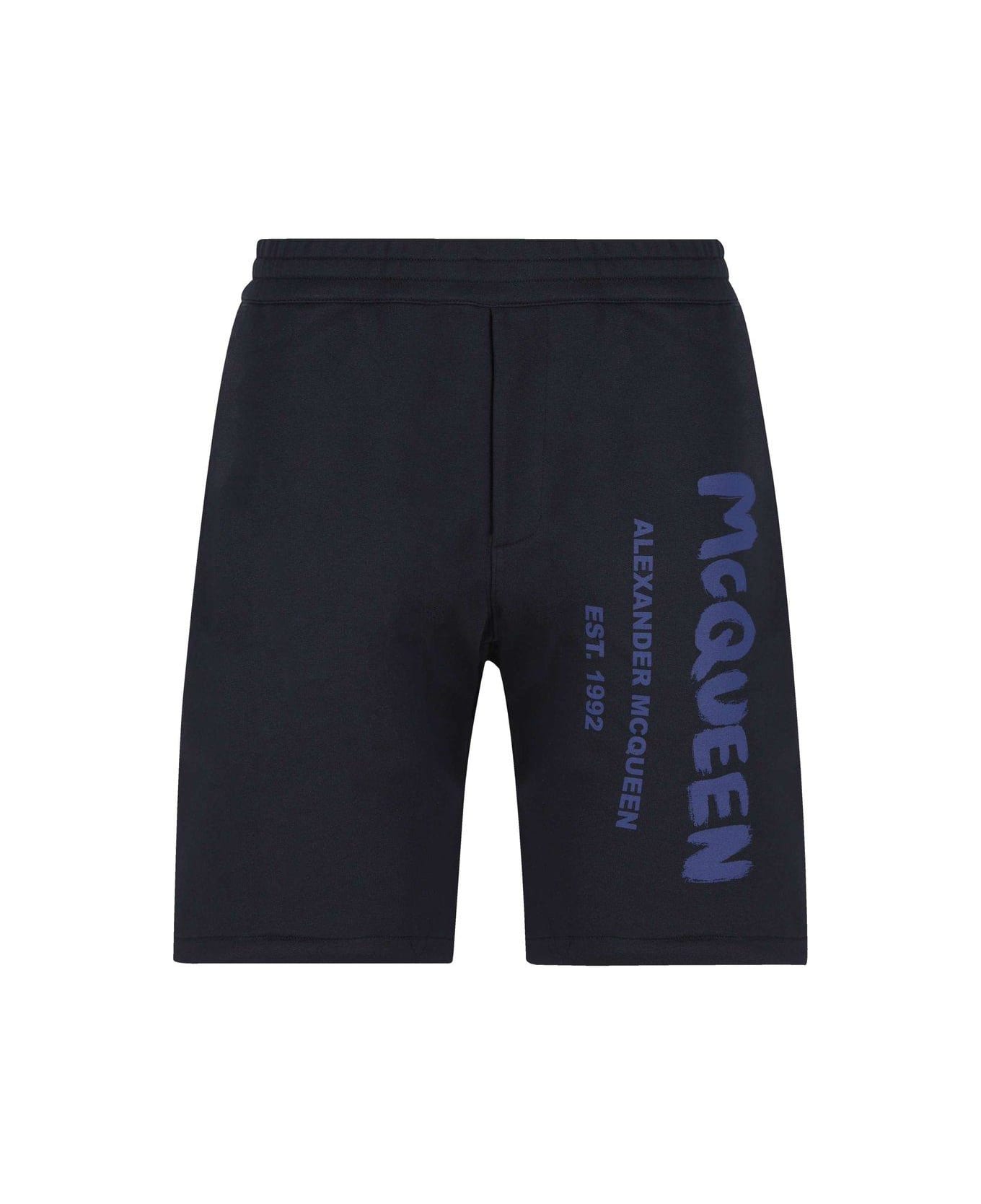 Alexander McQueen Logo-printed Bermuda Shorts - NAVY