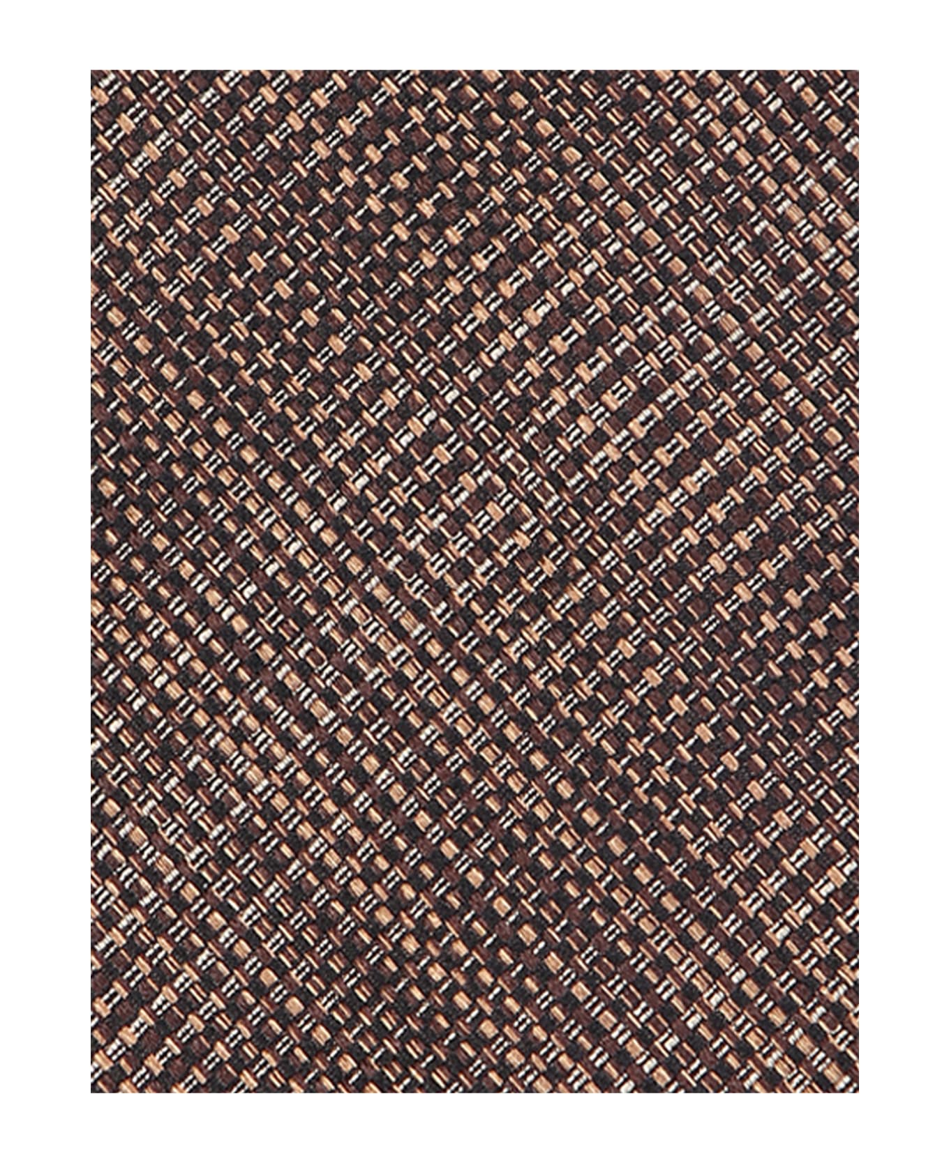 Tom Ford Micro-patterned Black And Beige Tie - Black