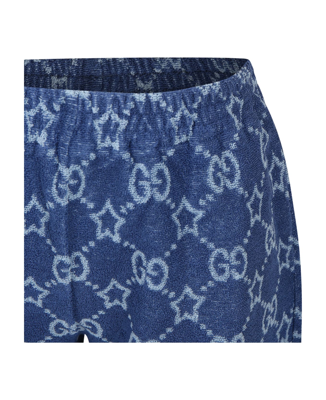 Gucci Blue Shorts For Boy With Gg Stars - Blue