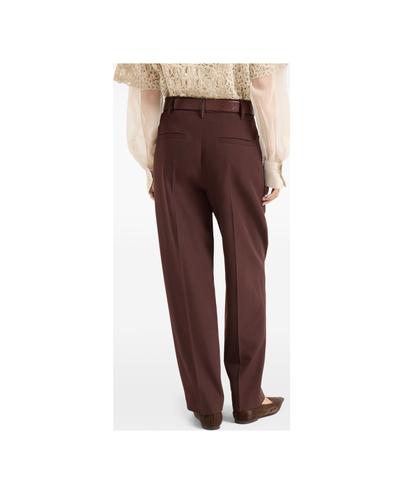 Brunello Cucinelli Wool Blend Trousers - Bordeaux