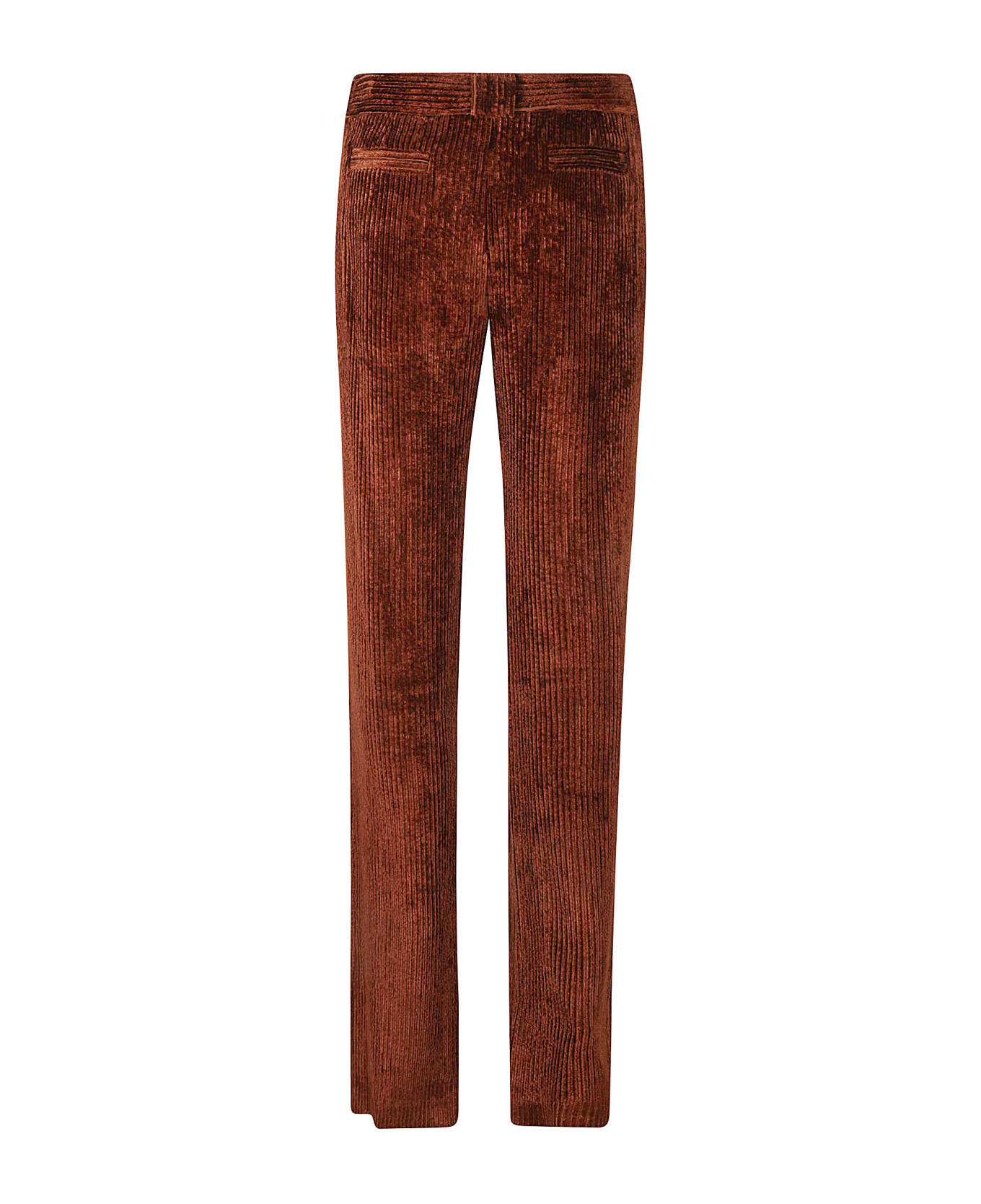 Alberta Ferretti Ribbed Concealed Trousers - Brown