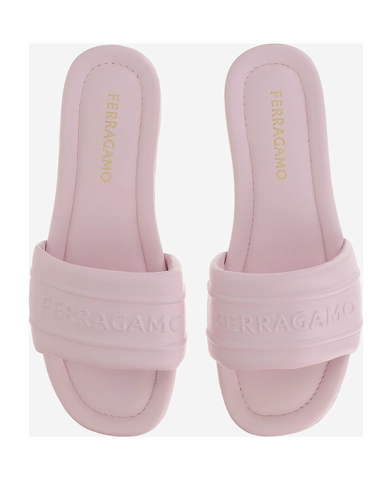 Ferragamo Leather Sandals With Logo - Pink