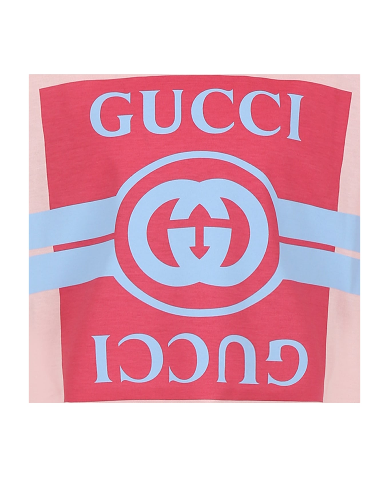 Gucci Pink T-shirt For Girl With Double G - Pink
