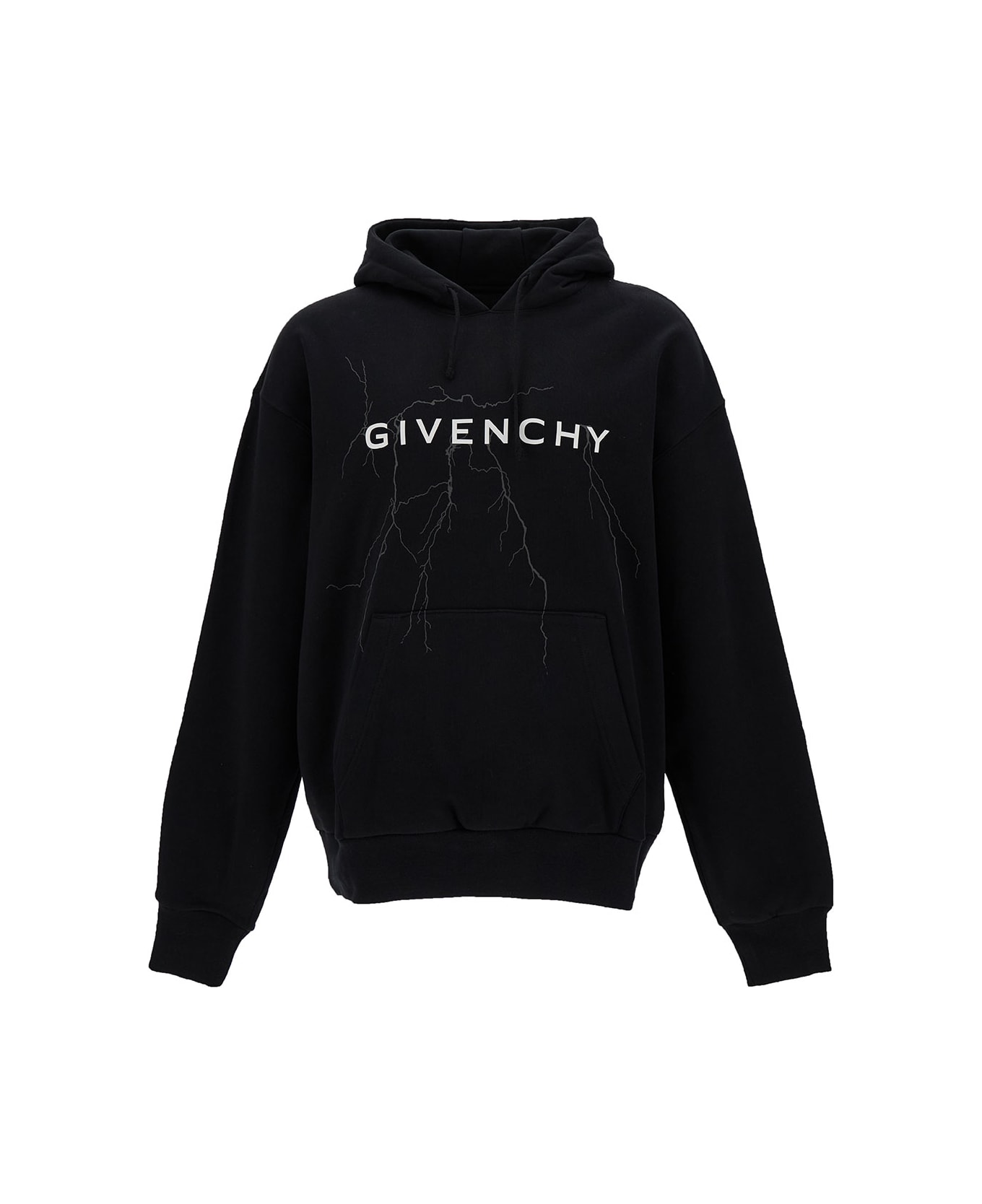 Givenchy Hoodie With Logo And Lighting Motif - BLACK フリース