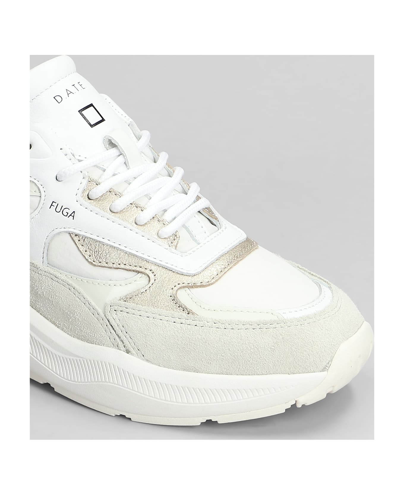 D.A.T.E. Fuga Sneakers In White Suede And Leather - white