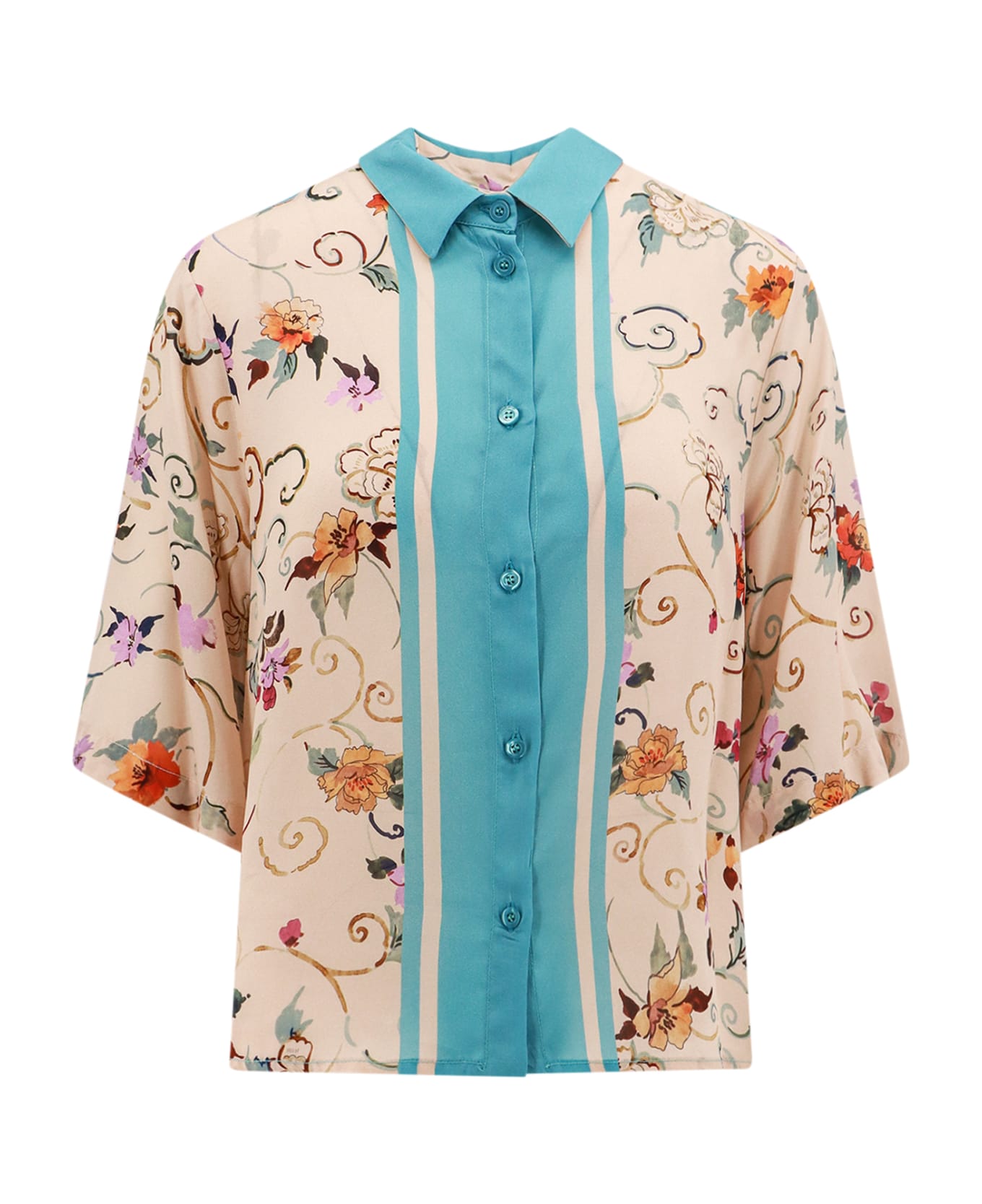 SEMICOUTURE Shirt - Fiore Panna Blu