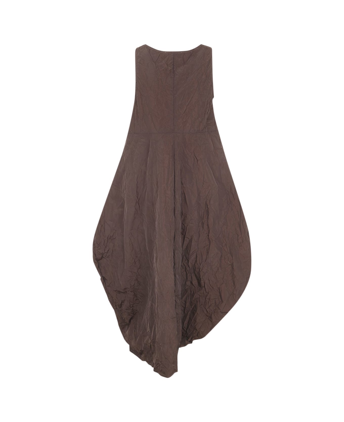 Maria Calderara Marionetta Crinkled Opaque Taffeta Long Dress - Dark Chocolate ワンピース＆ドレス