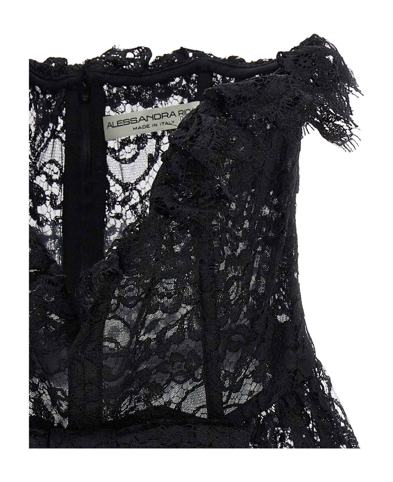 Alessandra Rich Lace Bow Bustier Top - Black   トップス