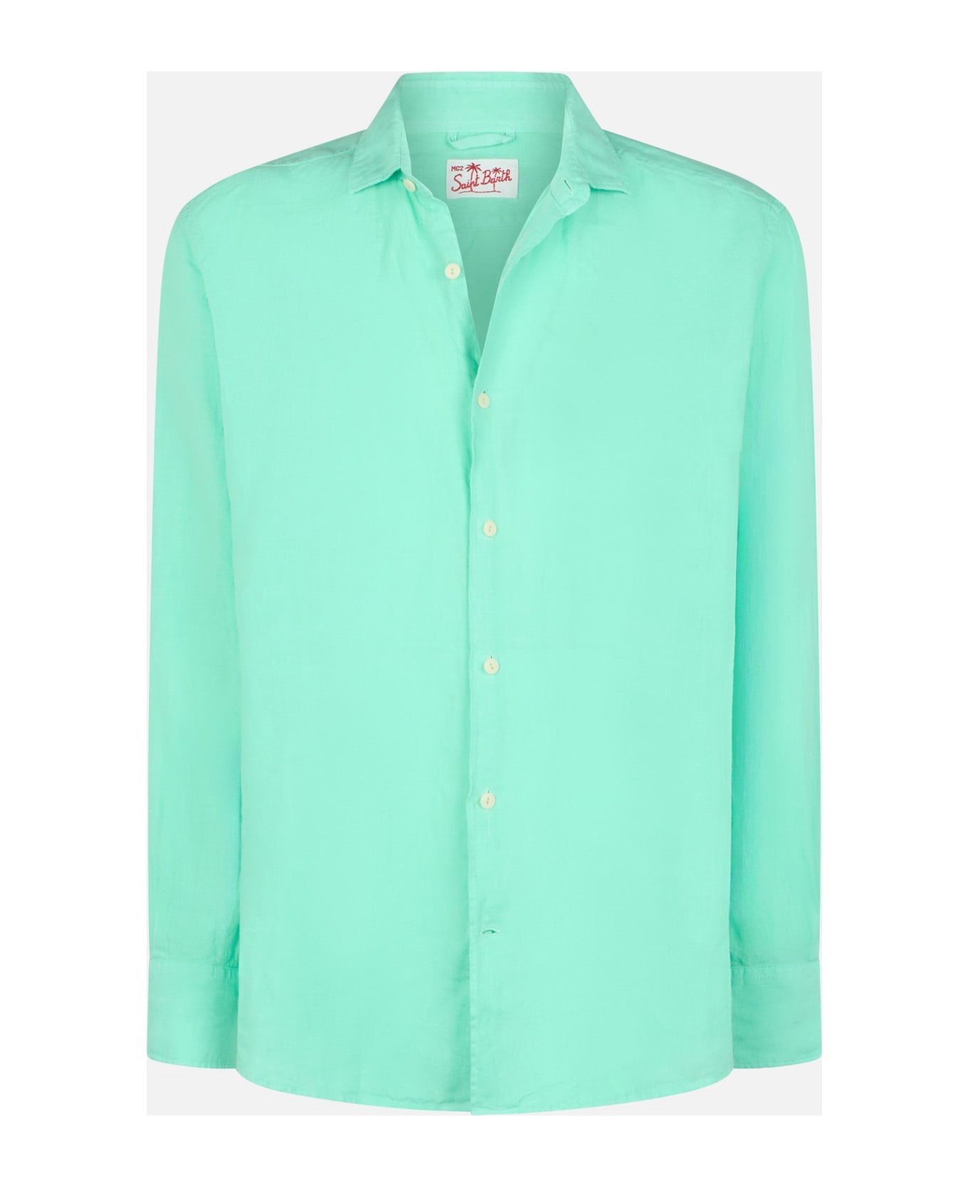 MC2 Saint Barth Man Mint Green Linen Shirt Pamplona - GREEN