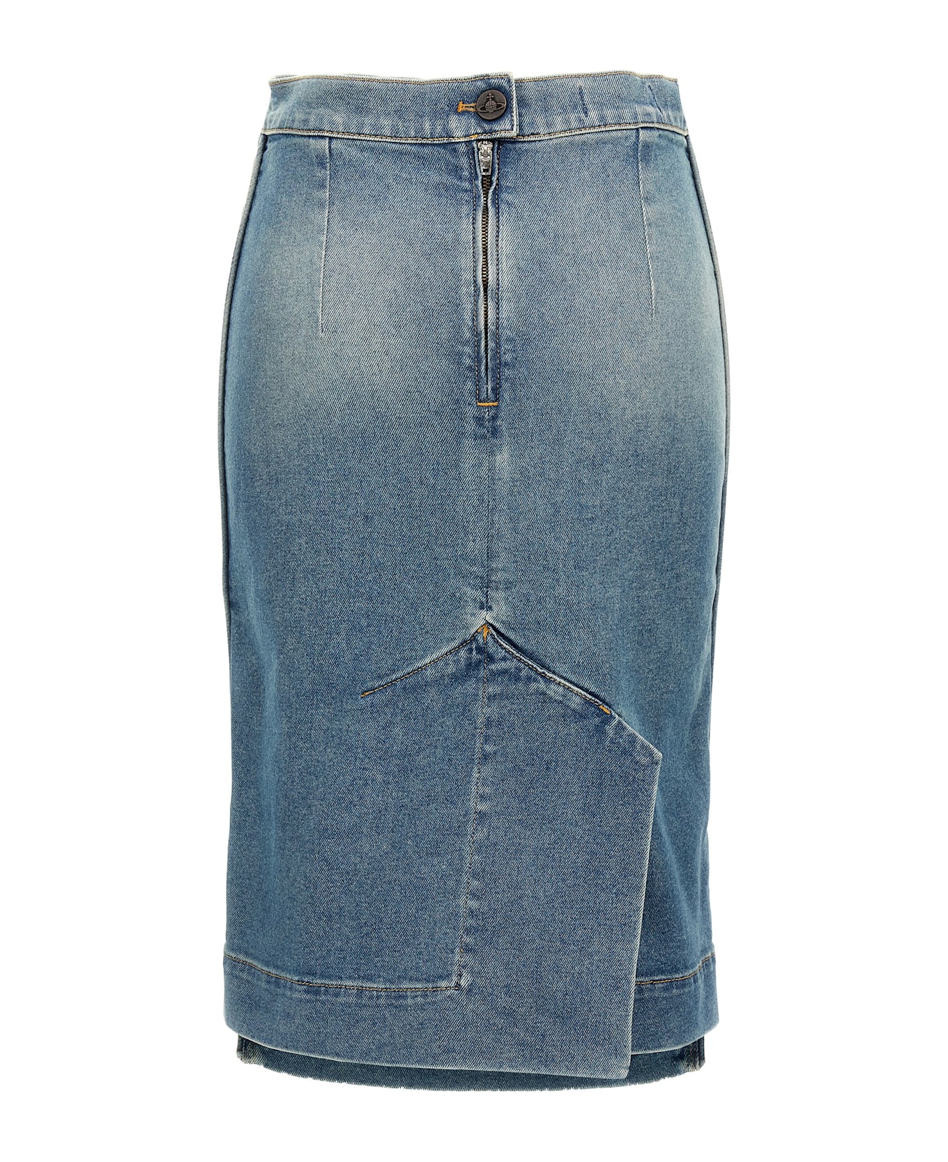Vivienne Westwood Logo Embroidery Denim Skirt - DENIM