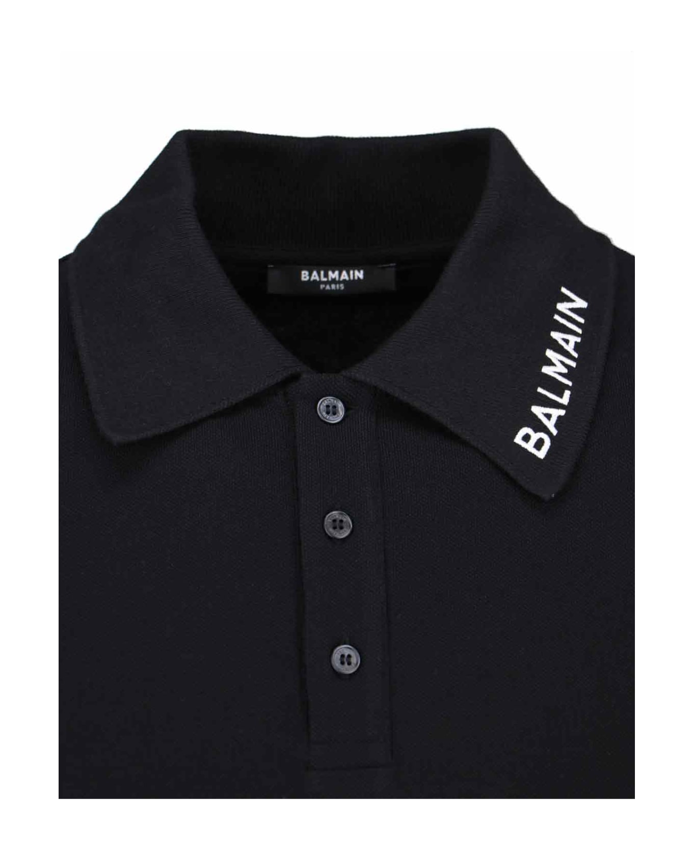 Balmain Logo Polo Shirt - Black  