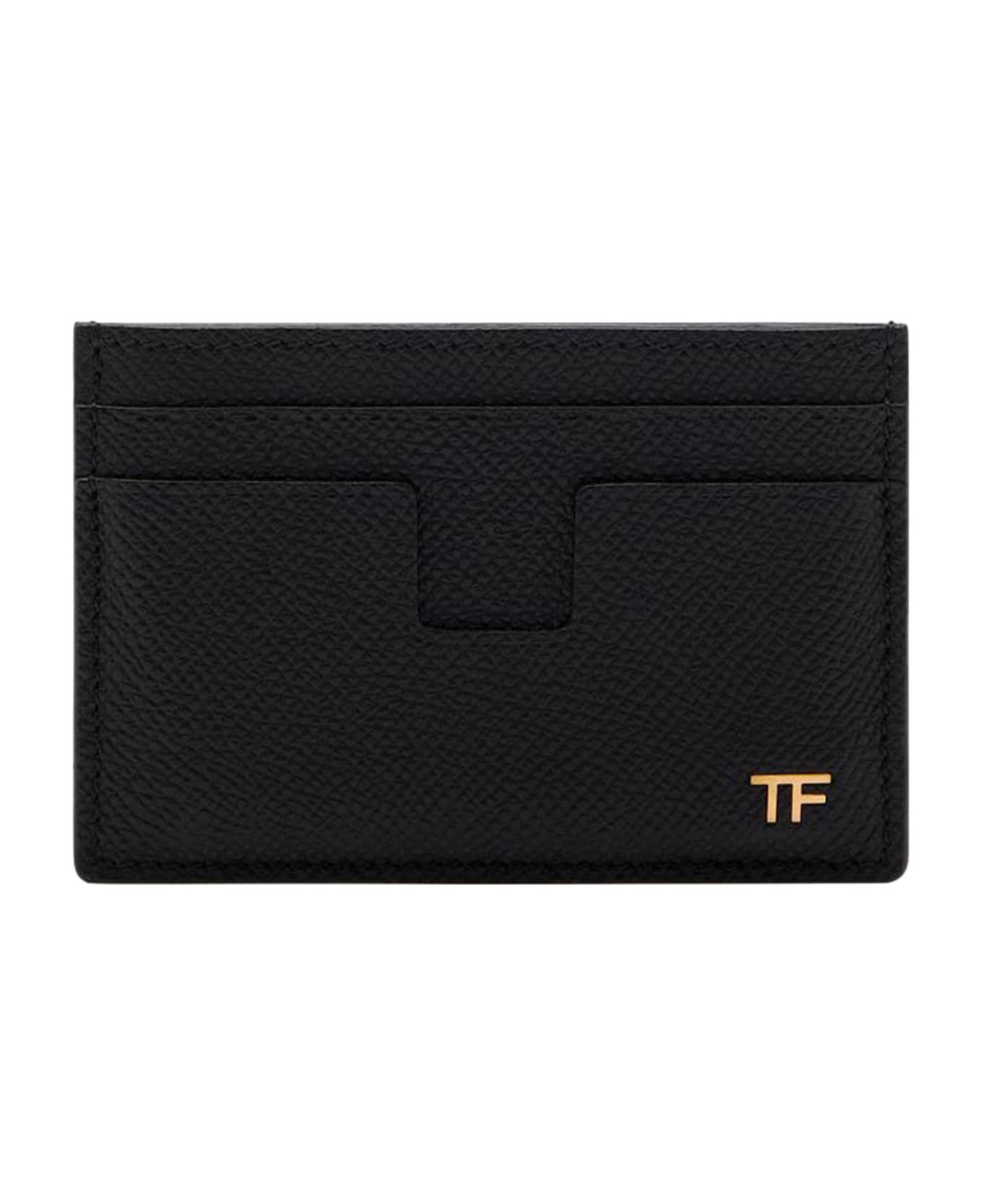 Tom Ford Small Grain Leather T Line Cardholder - Black