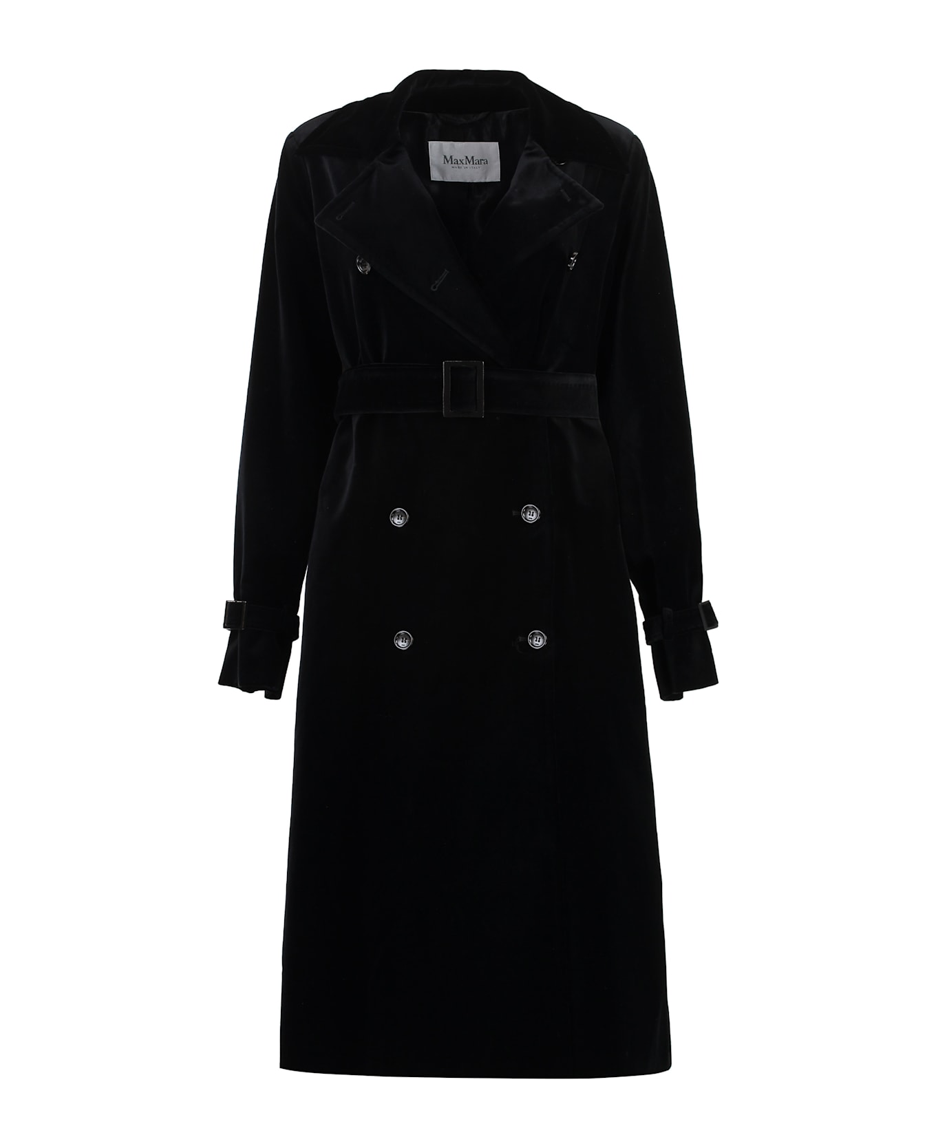 Max Mara Lana Velvet Trench Coat - black