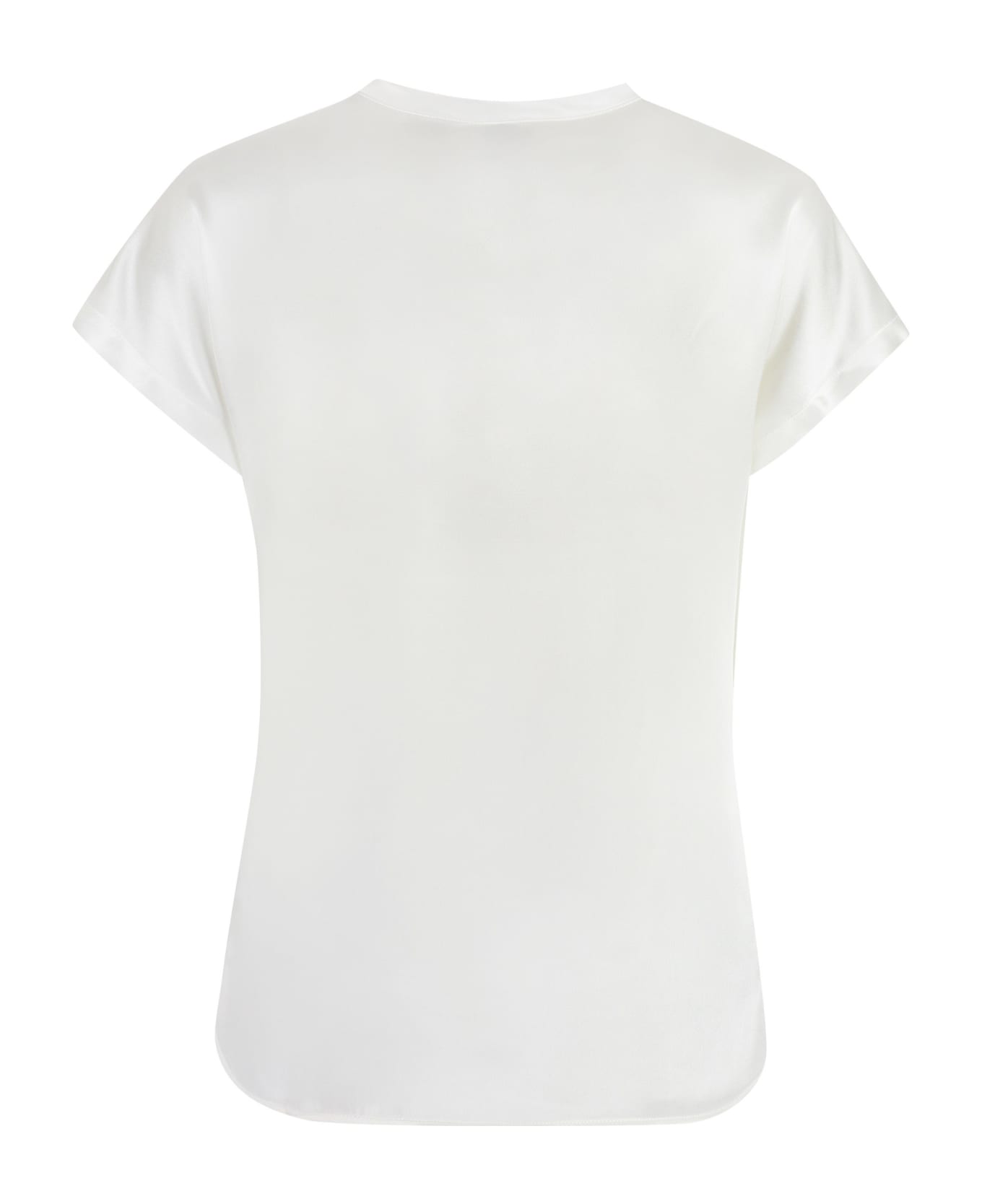 Pinko Crewneck Short-sleeved Leather T-shirt - White Tシャツ