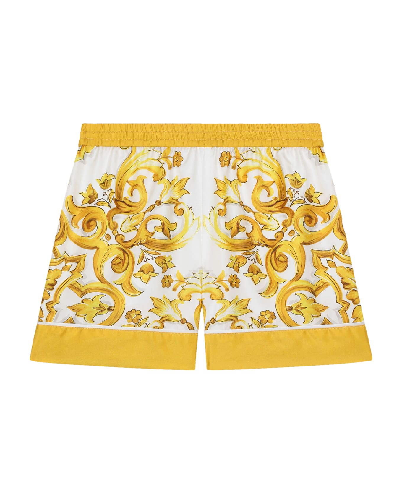 Dolce & Gabbana Twill Shorts With Print - Yellow