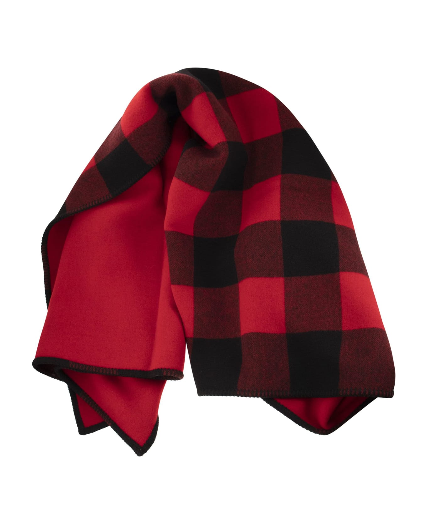Woolrich Pure Wool Check Scarf - Red/black スカーフ
