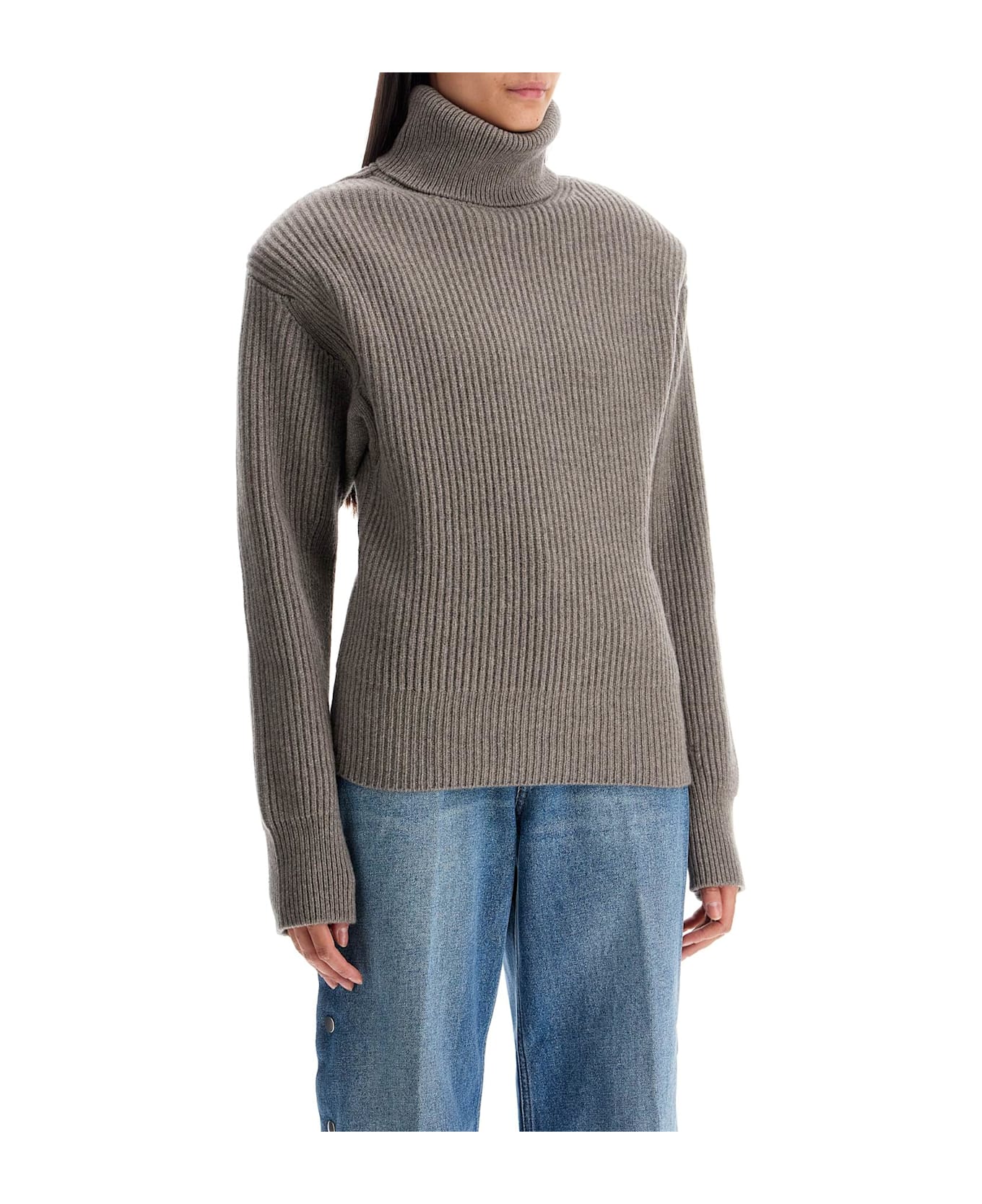 Stella McCartney High Neck Cashmere Sweater - TAUPE MELANGE (Grey)