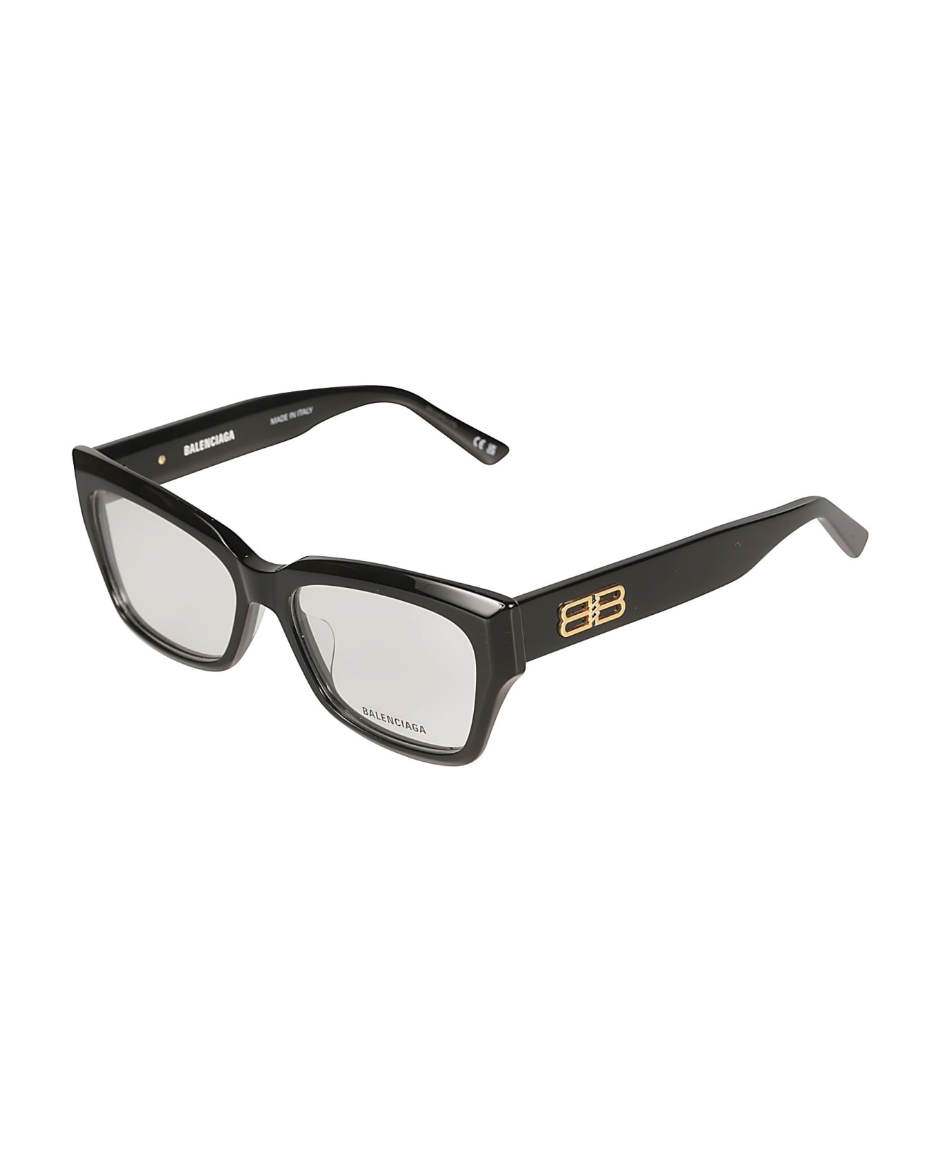 Balenciaga Eyewear Bb Plaque Square Frame Glasses - Black/Transparent