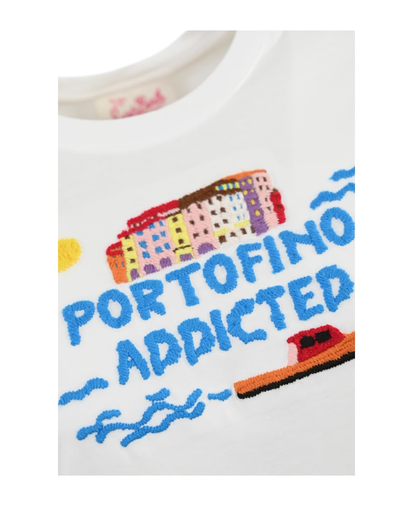MC2 Saint Barth Emilie T-shirt With Portofino Addicted Embroidery - Bianco